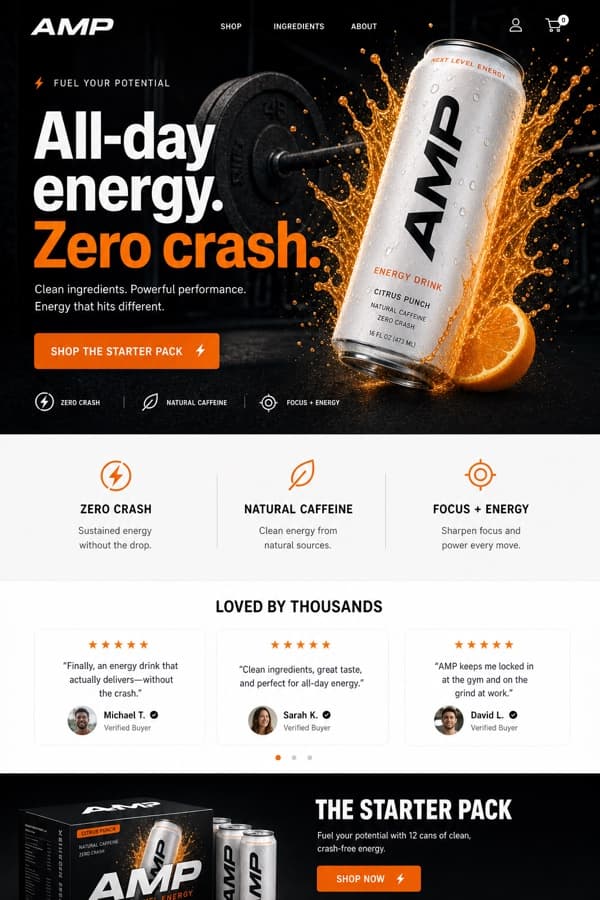 The matching AMP landing page, built for the ad